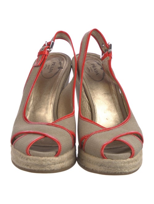 Prada Canvas Printed Slingback Pumps