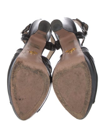 Prada Leather Whipstitch Trim Sandals
