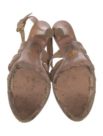 Prada Leather Whipstitch Trim Slingback Sandals