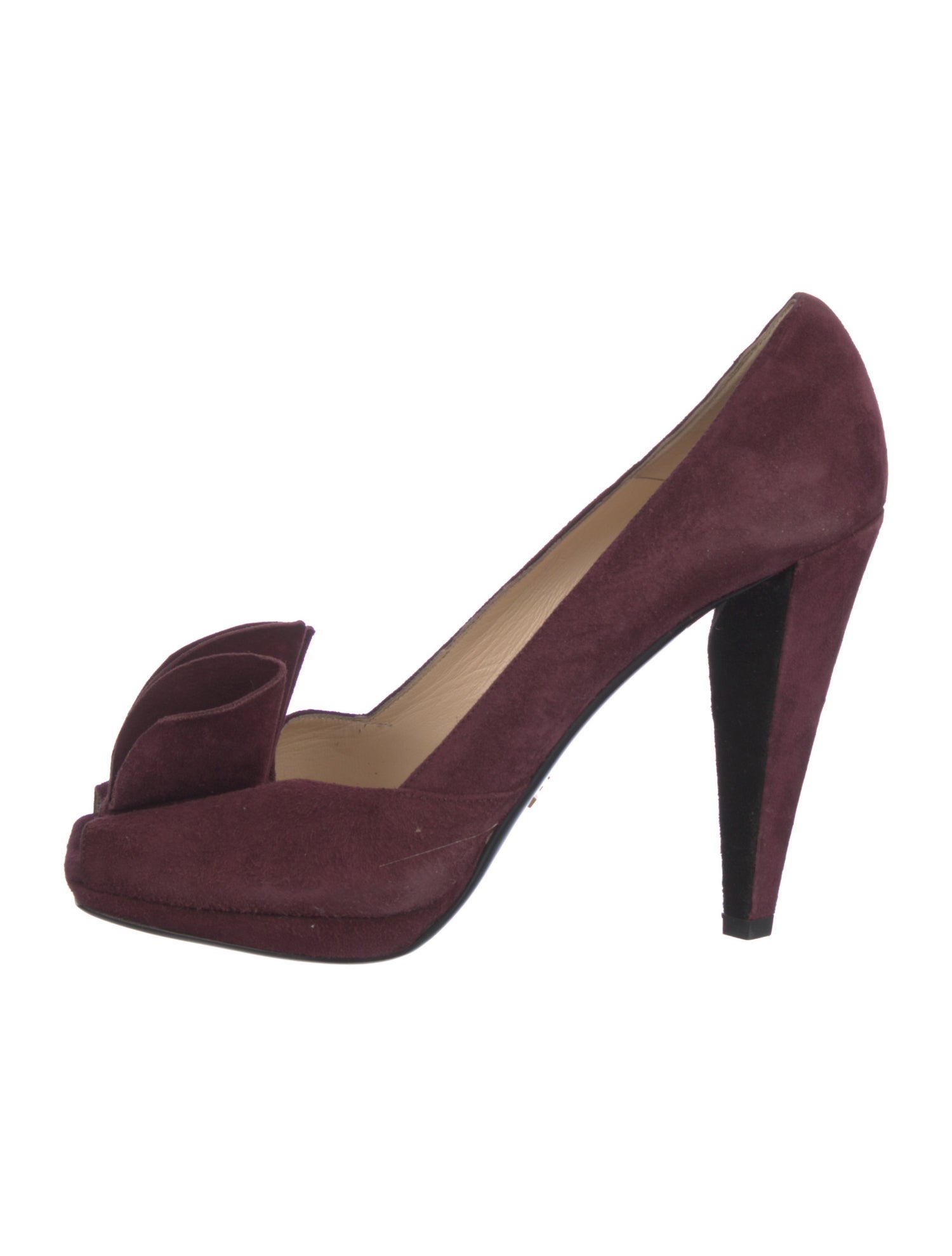 Prada Suede Ruffle Embellishment Pumps