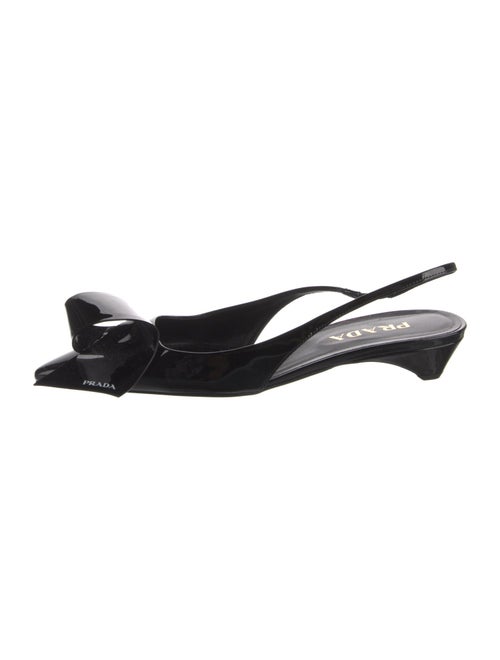 Prada Patent Leather Bow Accents Slingback Flats