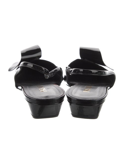 Prada Patent Leather Bow Accents Slingback Flats