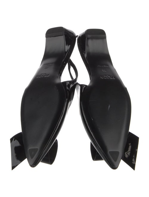 Prada Patent Leather Bow Accents Slingback Flats