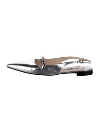 Prada Patent Leather Cutout Accent Slingback Flats