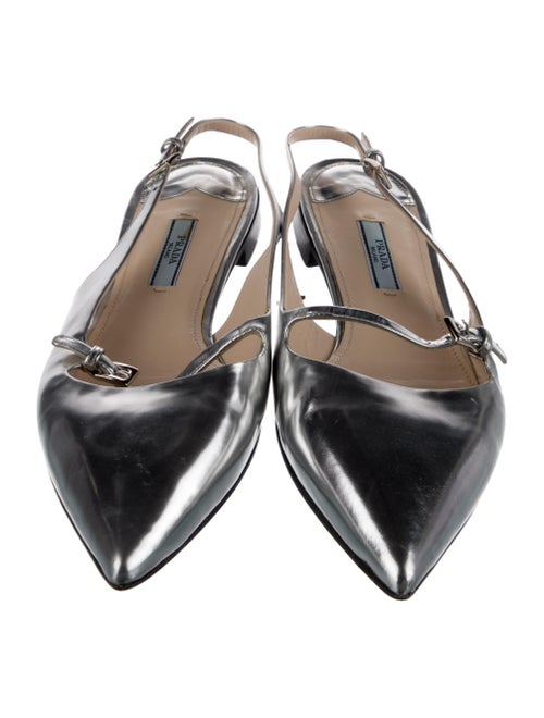 Prada Patent Leather Cutout Accent Slingback Flats
