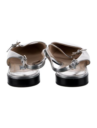 Prada Patent Leather Cutout Accent Slingback Flats