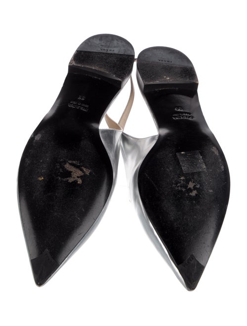 Prada Patent Leather Cutout Accent Slingback Flats