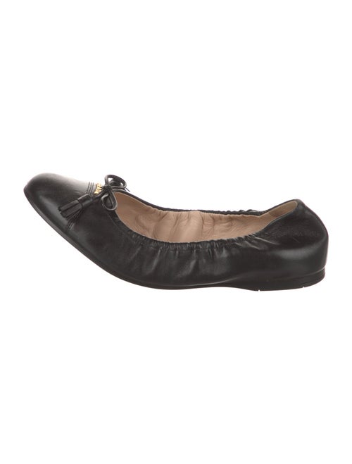 Prada Leather Bow Accents Ballet Flats