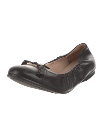 Prada Leather Bow Accents Ballet Flats