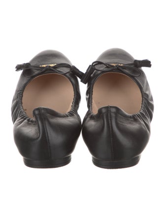 Prada Leather Bow Accents Ballet Flats