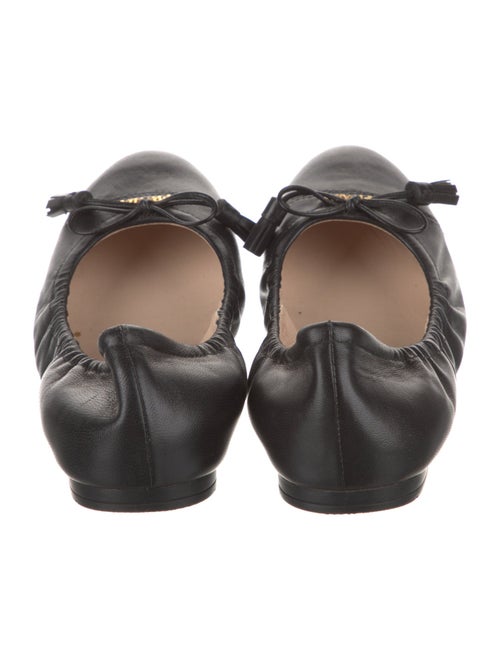 Prada Leather Bow Accents Ballet Flats