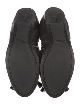 Prada Leather Bow Accents Ballet Flats