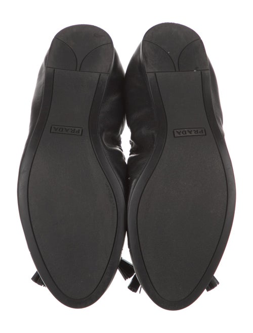 Prada Leather Bow Accents Ballet Flats