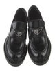 Prada Enameled Metal Triangle Leather Oxfords