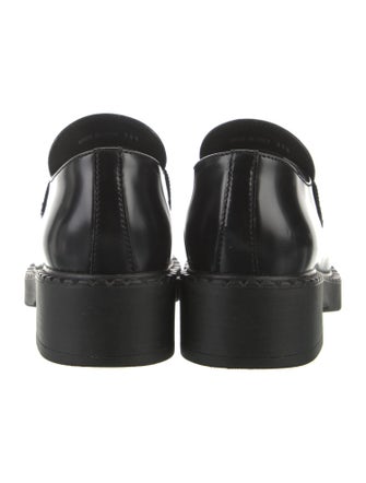 Prada Enameled Metal Triangle Leather Oxfords