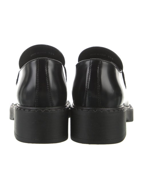 Prada Enameled Metal Triangle Leather Oxfords