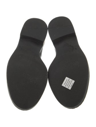 Prada Enameled Metal Triangle Leather Oxfords