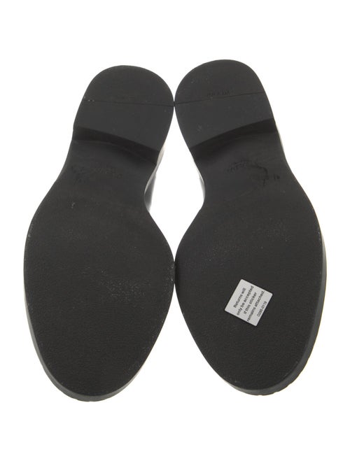 Prada Enameled Metal Triangle Leather Oxfords