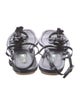 Prada Patent Leather Beaded Accents T-Strap Sandals