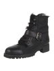 Prada Leather Fur Trim Combat Boots