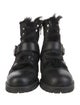 Prada Leather Fur Trim Combat Boots