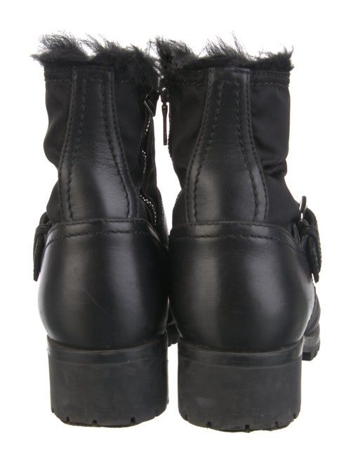 Prada Leather Fur Trim Combat Boots