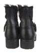 Prada Leather Fur Trim Combat Boots
