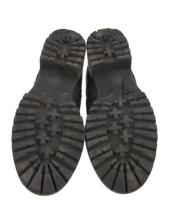 Prada Leather Fur Trim Combat Boots