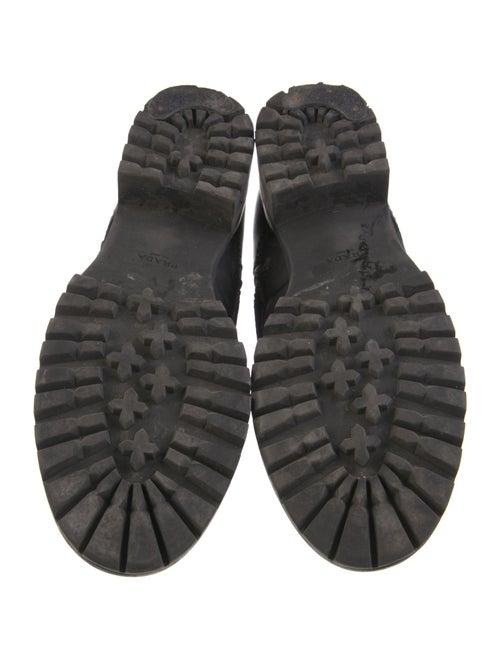 Prada Leather Fur Trim Combat Boots