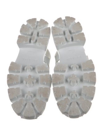 Prada Enameled Metal Triangle Rubber Slingback Sandals