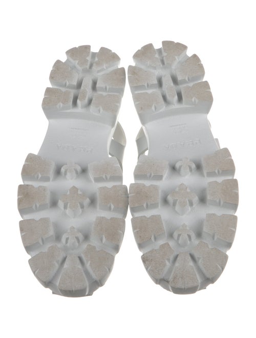 Prada Enameled Metal Triangle Rubber Slingback Sandals