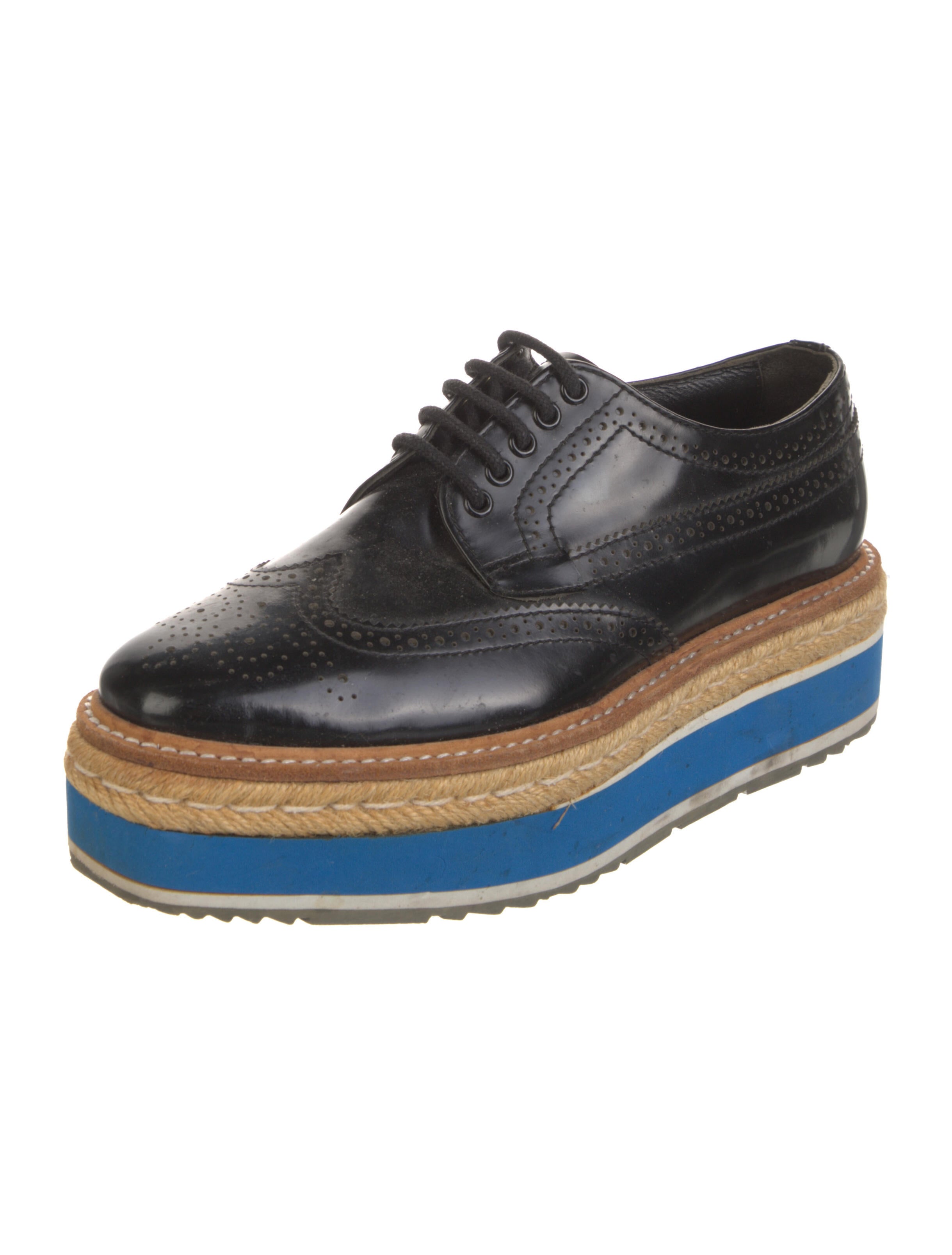 Prada Leather Lasercut Accents Oxfords