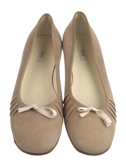Prada Suede Bow Accents Ballet Flats