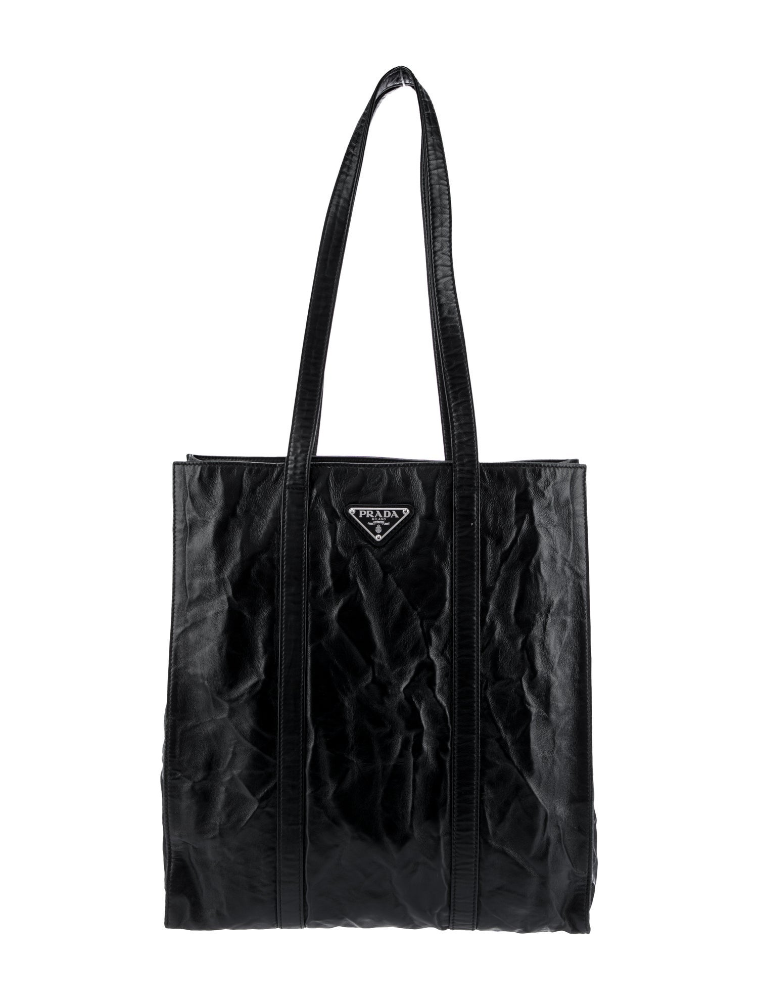 Prada Enameled Metal Triangle Tote