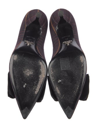 Prada Tweed Pattern Bow Accents Pumps