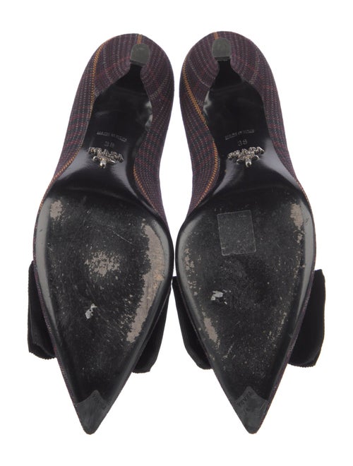 Prada Tweed Pattern Bow Accents Pumps