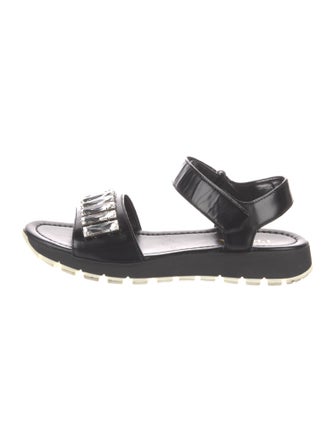 Prada Leather Crystal Embellishments Sandals