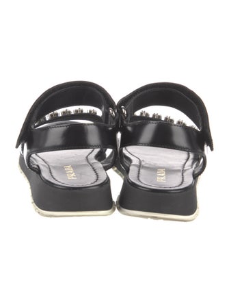 Prada Leather Crystal Embellishments Sandals