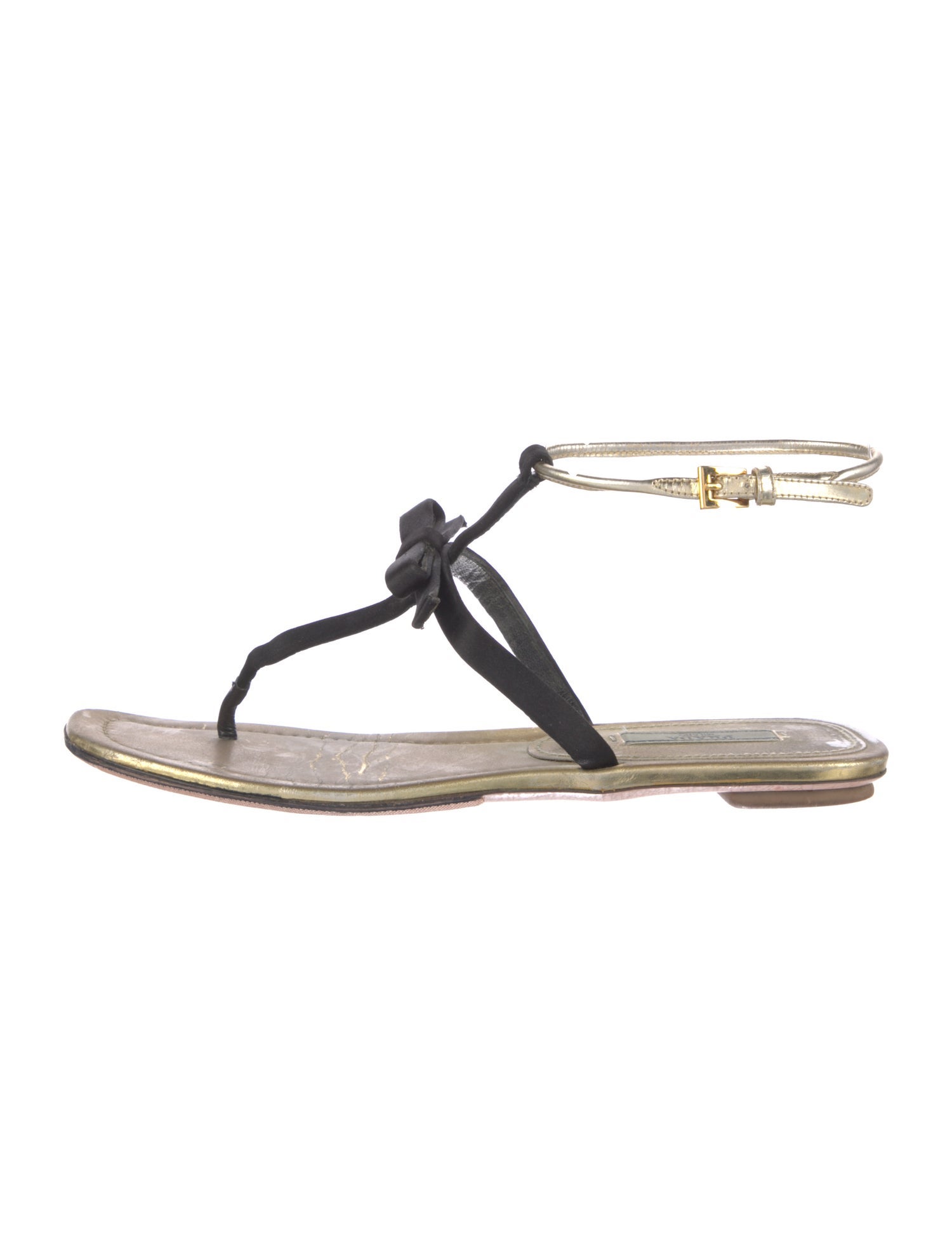 Prada Leather T-Strap Sandals