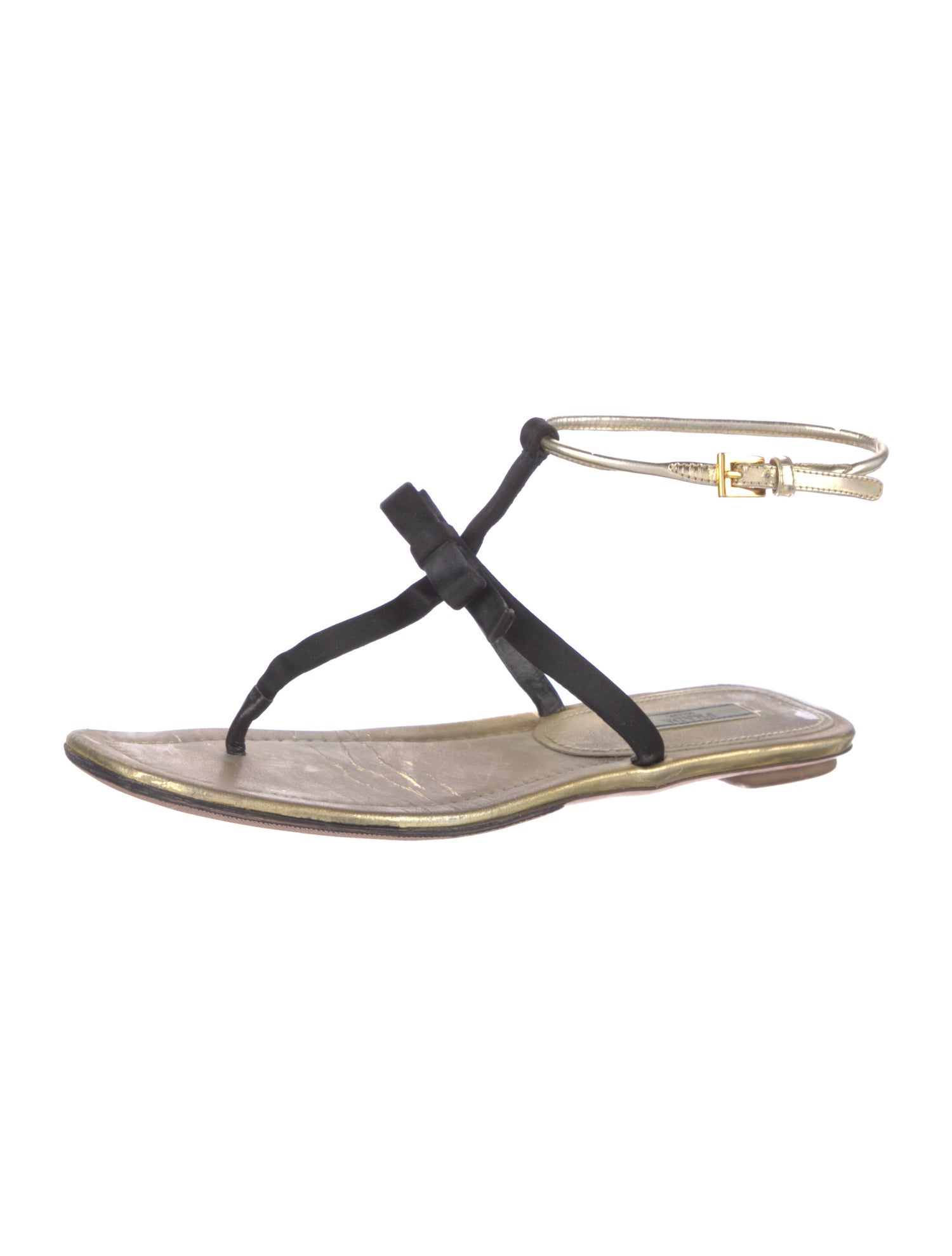Prada Leather T-Strap Sandals