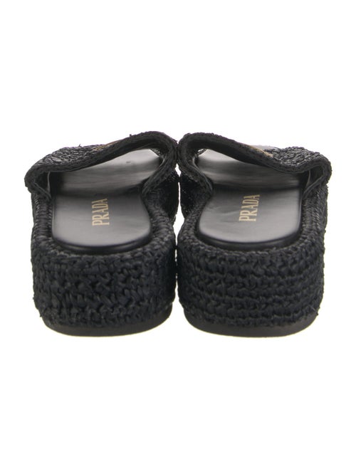 Prada Enameled Metal Triangle Raffia Espadrilles