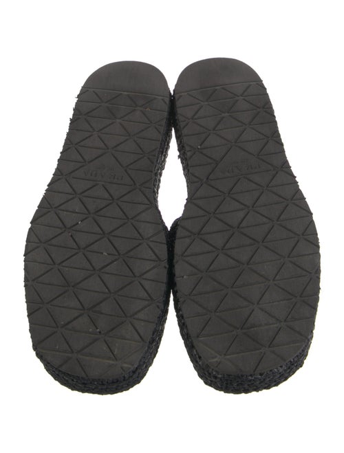 Prada Enameled Metal Triangle Raffia Espadrilles