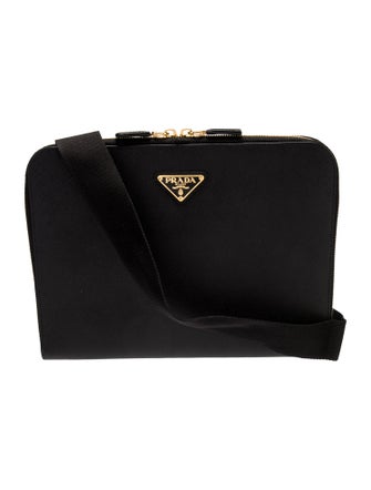 Prada Enameled Metal Triangle Portfolio