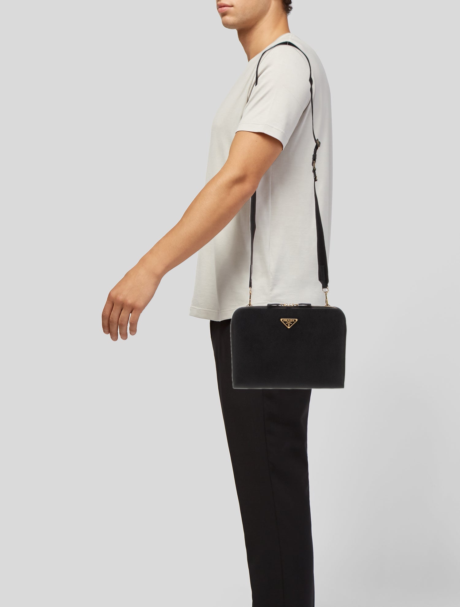 Prada Enameled Metal Triangle Portfolio