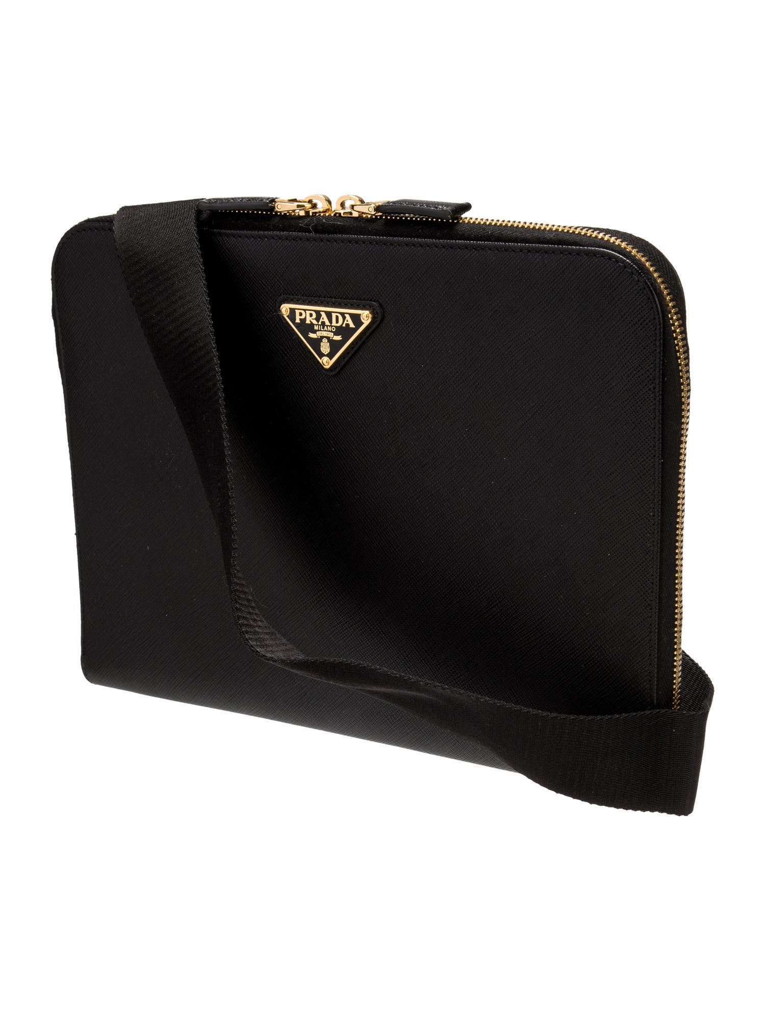 Prada Enameled Metal Triangle Portfolio