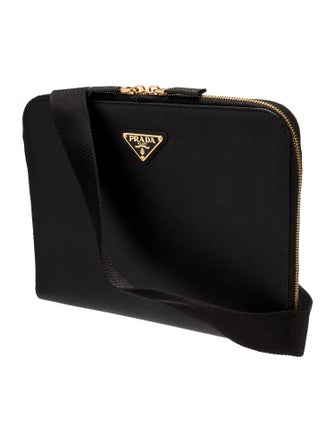 Prada Enameled Metal Triangle Portfolio