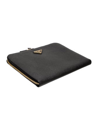 Prada Enameled Metal Triangle Portfolio