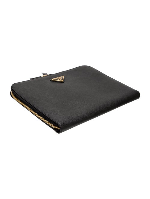 Prada Enameled Metal Triangle Portfolio