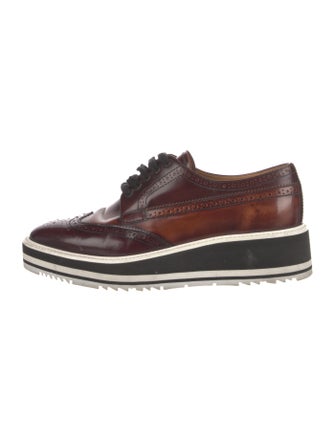 Prada Leather Scalloped Accent Oxfords