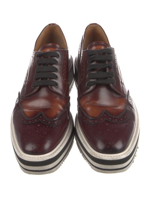 Prada Leather Scalloped Accent Oxfords